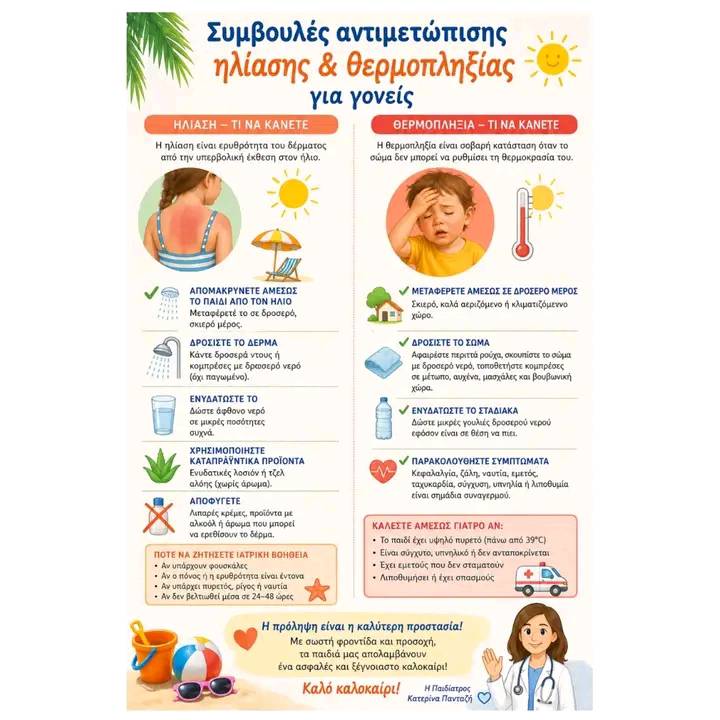 Προστασία από ηλίαση, θερμοπληξία στα παιδιά